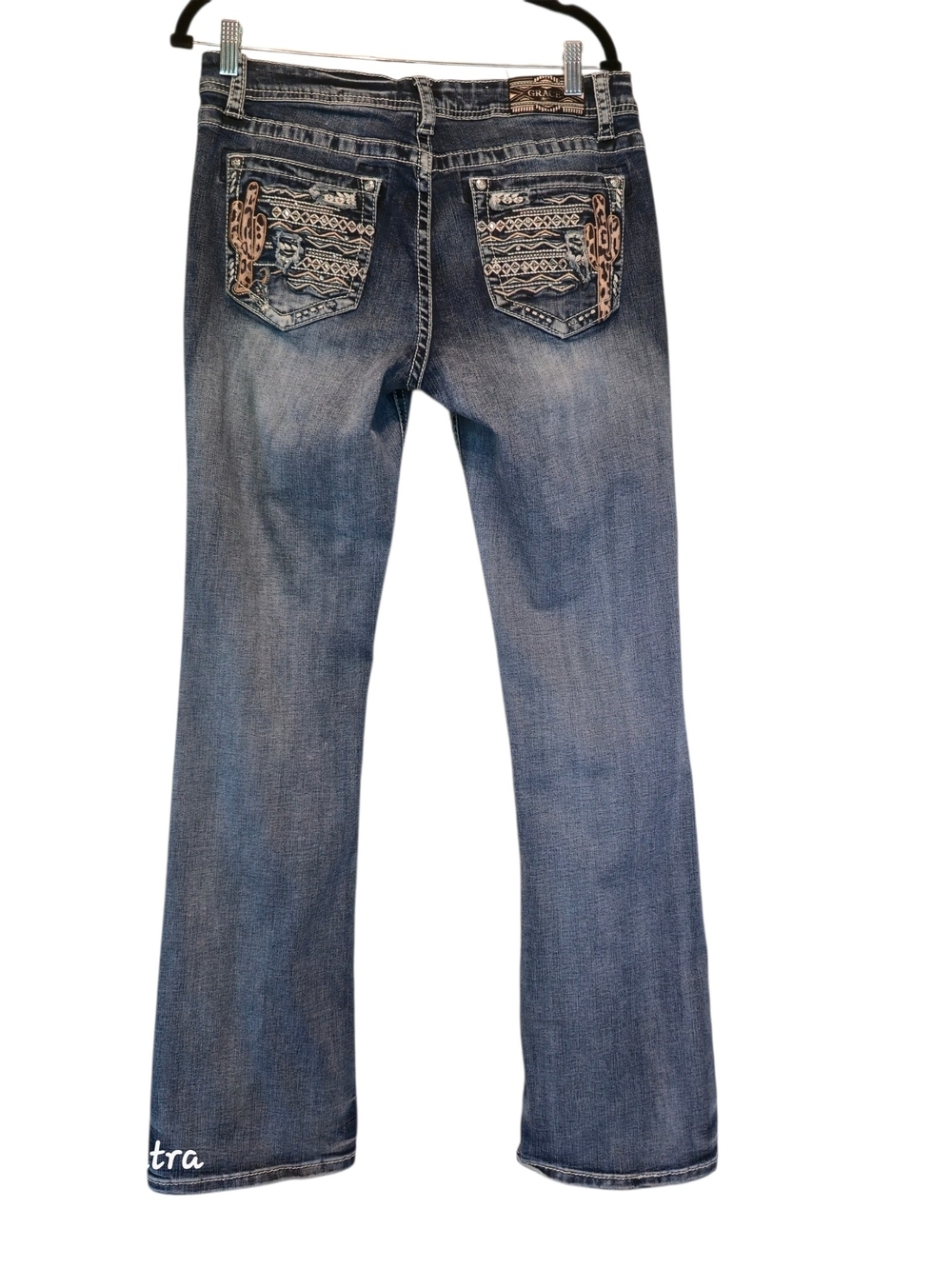 Grace in LA Dark Blue Bootcut Jeans with Subtle Whiskering